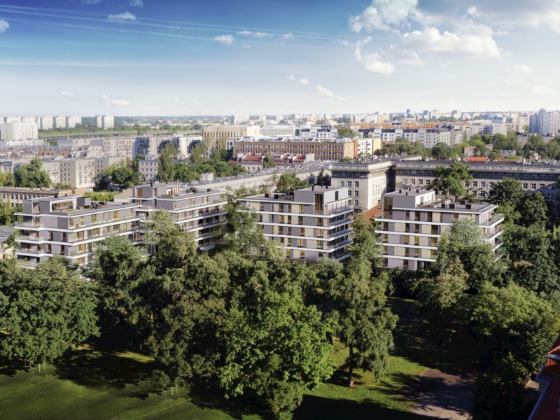 Housing estate in Warsaw Yareal Maas Projekt 2019 aerial view